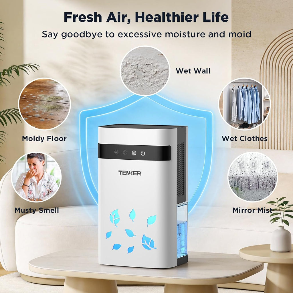 Dehumidifier for Home, 77oz Water Tank (1000 sq.ft) Dehumidifiers, Quiet Dehumidifier with Auto Shut Off, Sleep Mode