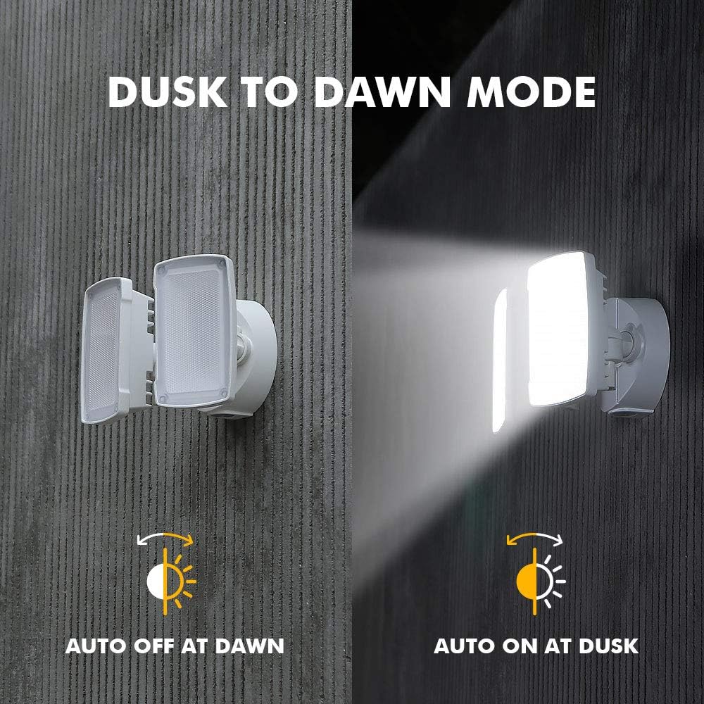 LED 3500 Lumen 32W 5000K Integrated Dual-Head Flood Light Outdoor Dusk to Dawn Waterproof Exterior Security Wall