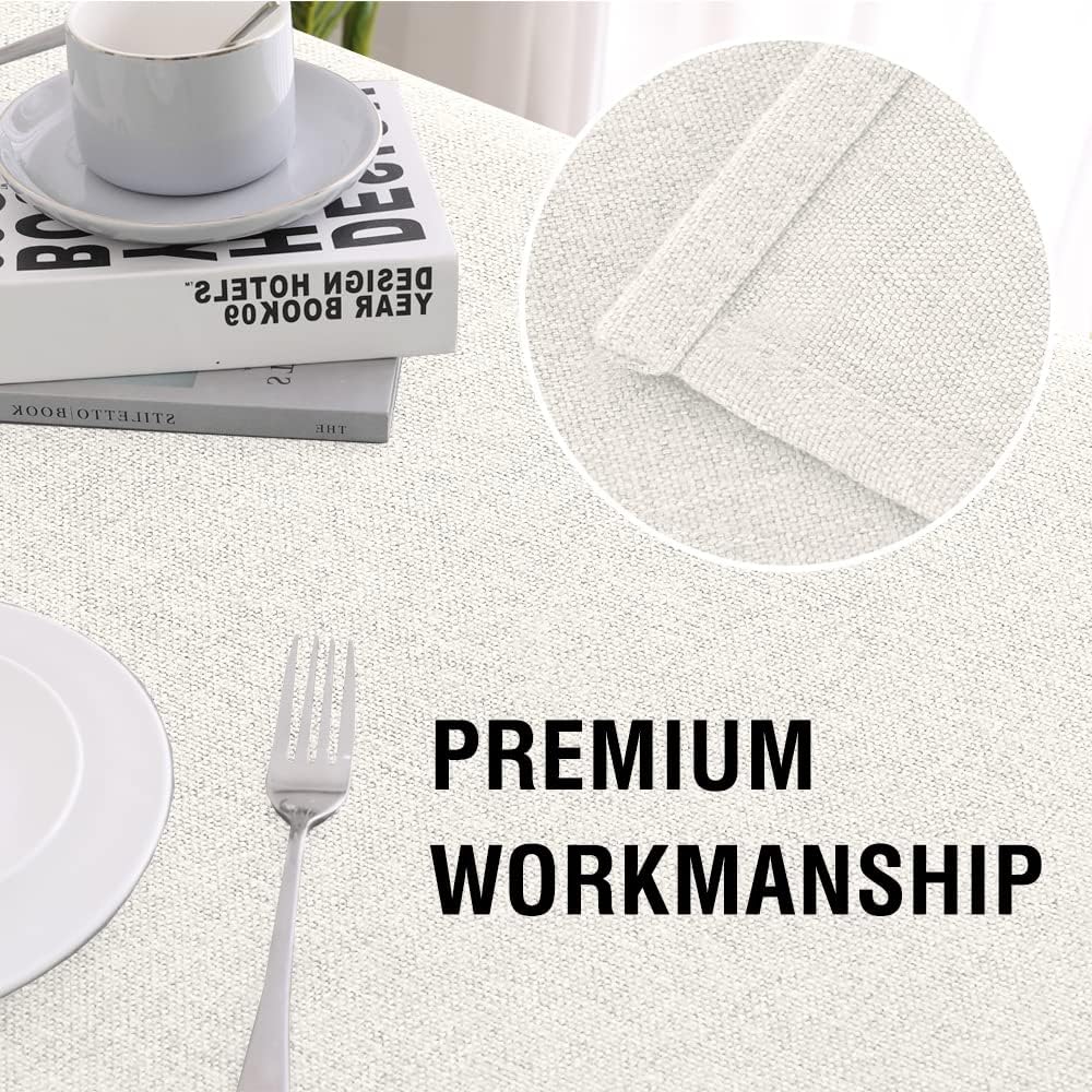 Linen Textured Tablecloth 60 x 102 Waterproof Decorative Table Cloth Spill-Proof Linen Look Cover Ta