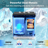 Portable Washing Machine, Twin Tub 20 Lbs Capacity with Drain Pump, Laundry Washer 12 Lbs and Spinner 8 Lbs with Timer