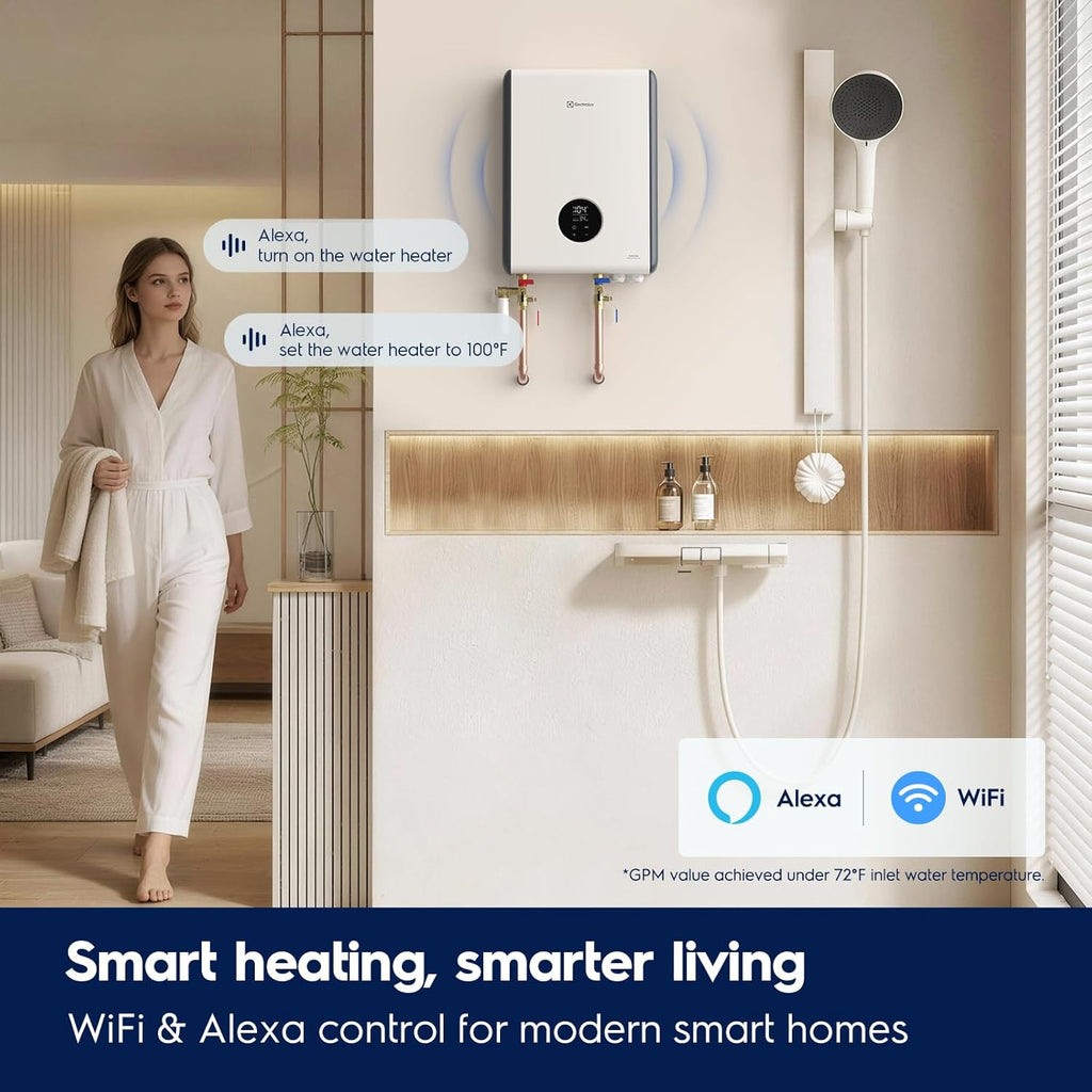 18kW Tankless Water Heater Electric 240v - Smart Wifi & Alexa, Instant On Demand Hot Water Heater for Whole House
