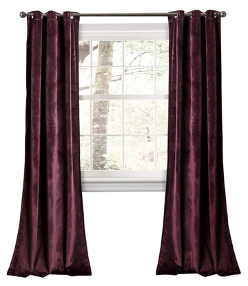 Prima Velvet Curtains Color Block Light Filtering Window Panel Set for Living, Dining, Bedroom (Pair), 38" W x 84" L