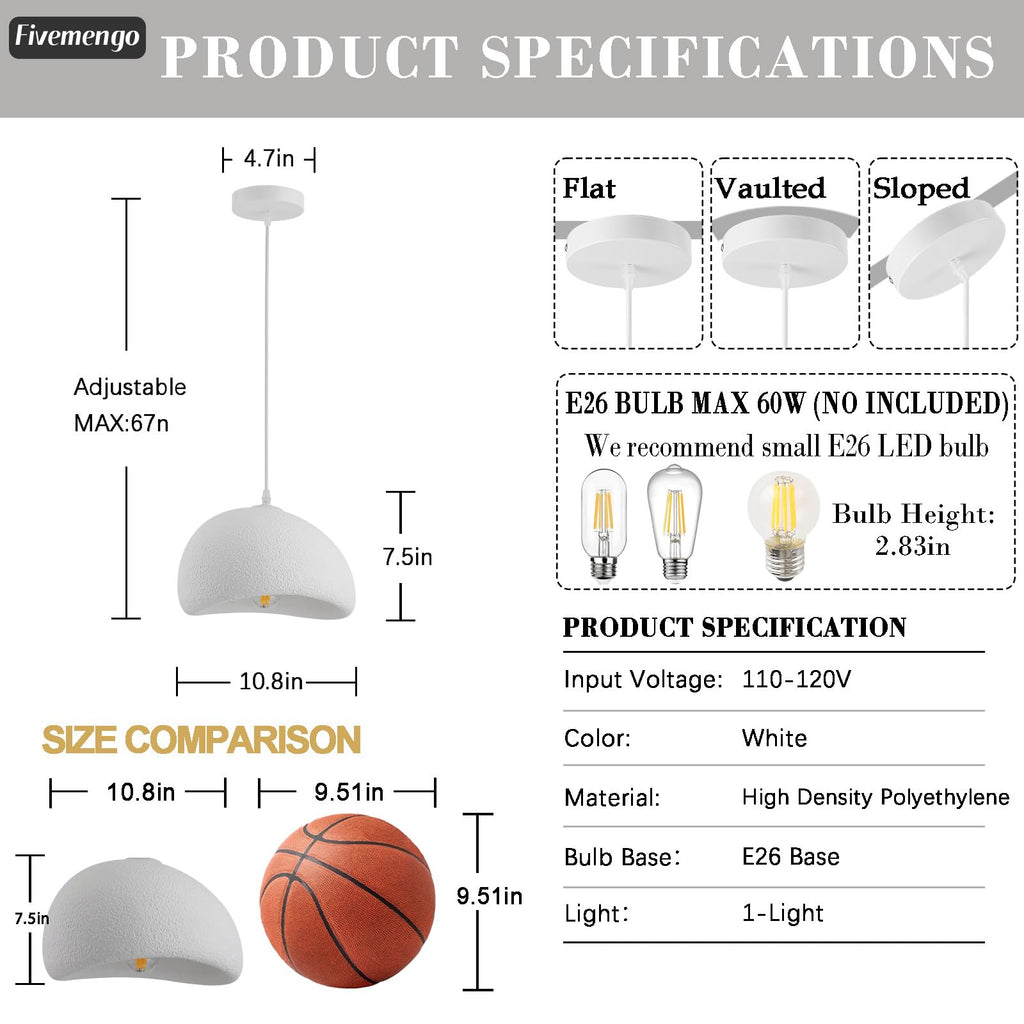 11.8in Wabi Sabi Pendant Light, Kitchen Island Lighting Fixture Ceiling Mount Japanese Lamp Japandi Chandelier for