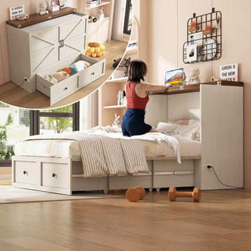 Full Murphy Bed with Storage & Charging Station