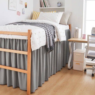 Dorm Bed Skirt, Twin XL with 30 Inch Drop, Grey