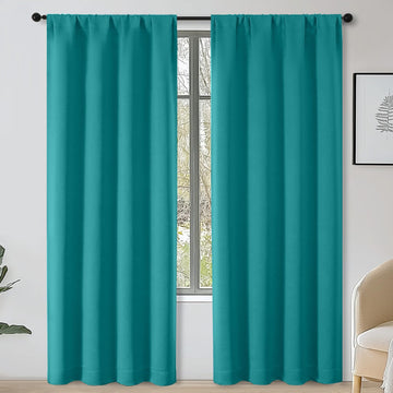 Teal Blackout Curtains Living Room 72 Inch Long 2 Panels