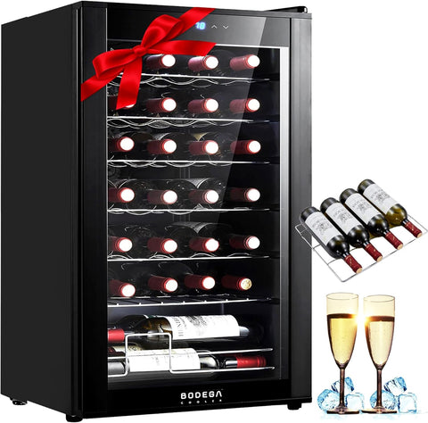 COOLER 28 Bottle Compressor Wine Cooler for Home and Kitchen, Freestanding Mini 