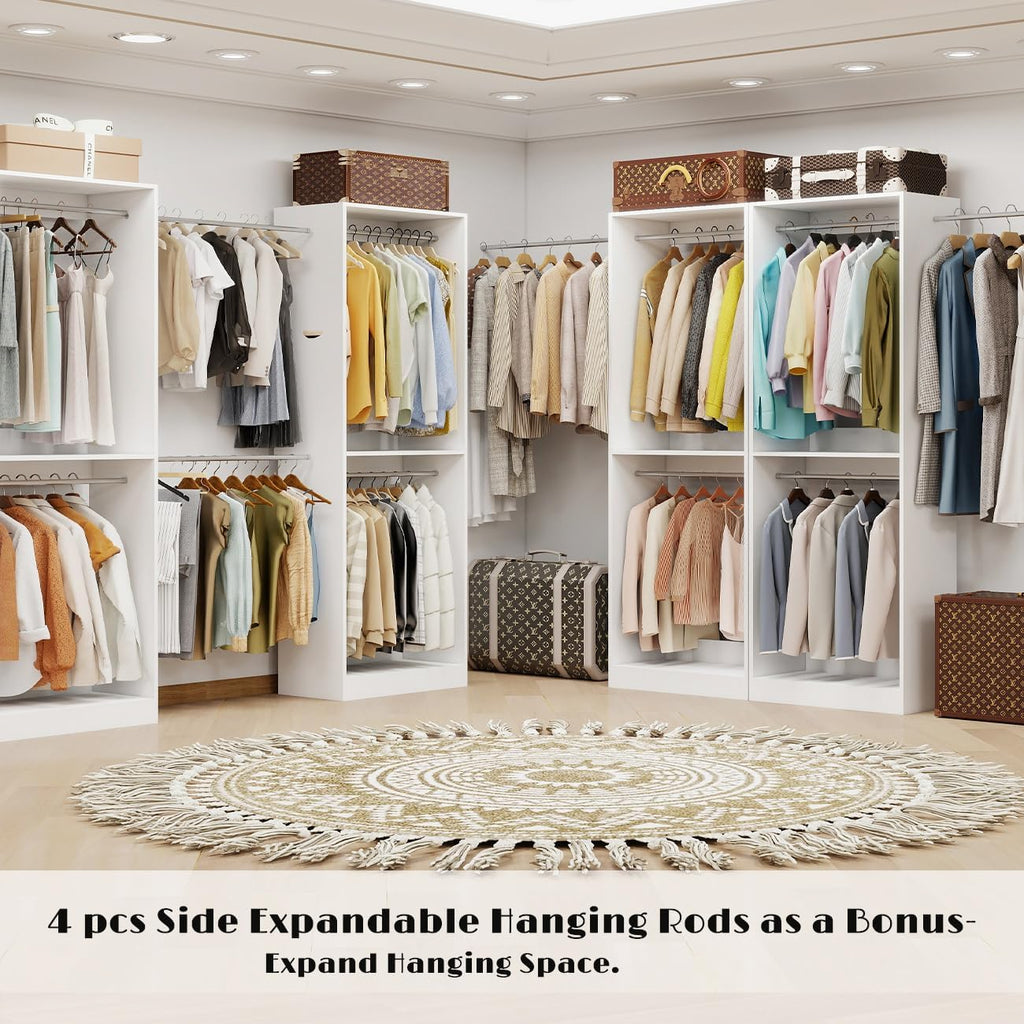 Closet System, 8FT Closet Organizer System Small Wood Walk-in Closet Freestanding System Corner Closets Shelf Storage