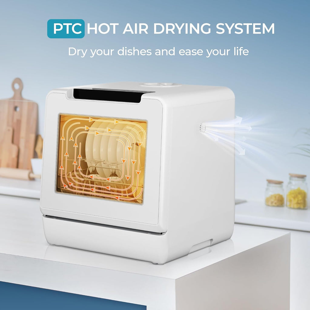 Countertop Dishwasher Portable with 8 Programs, 5L Built-in Water Tank, 167℉ High-Temp, No Hookup Needed