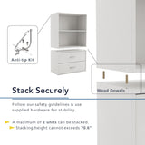 3-Tier Stackable Wood Bookcase with Doors, Cube Storage Organizer Shelves, Small Food Pantry Cabinet