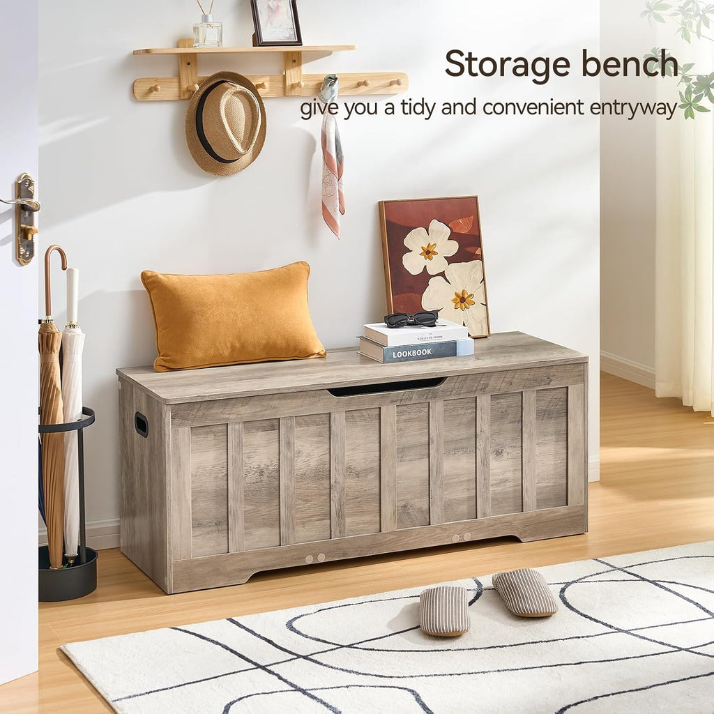 47.2" Storage Chest Extra Large,Storage Trunk with 2 Safety Hinges,Wooden Storage Bench,Shoe Bench,47.2x15.7x19.1