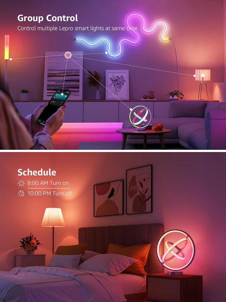 TB1 AI Smart Table Lamp, RGB+IC Addressable Color Changing Desk Light Alexa Google Home Enable, Music Sync