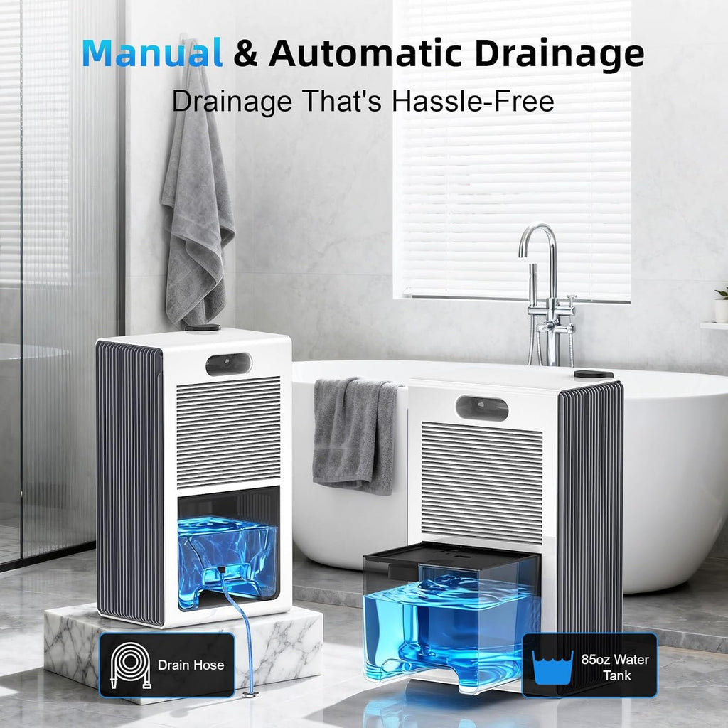 Dehumidifier for Home (85 OZ,1000 sq ft) Small Dehumidifiers for Basement, Auto Shut-Off, Sleep Mode, 7 Color Light