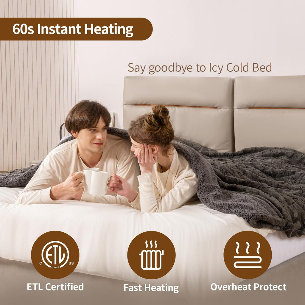 Heated Blanket Twin, 62"x84" Electric Blanket with 10 Heat Levels & 1-12H Adjustable Auto Off, Faux Fur and Sherpa