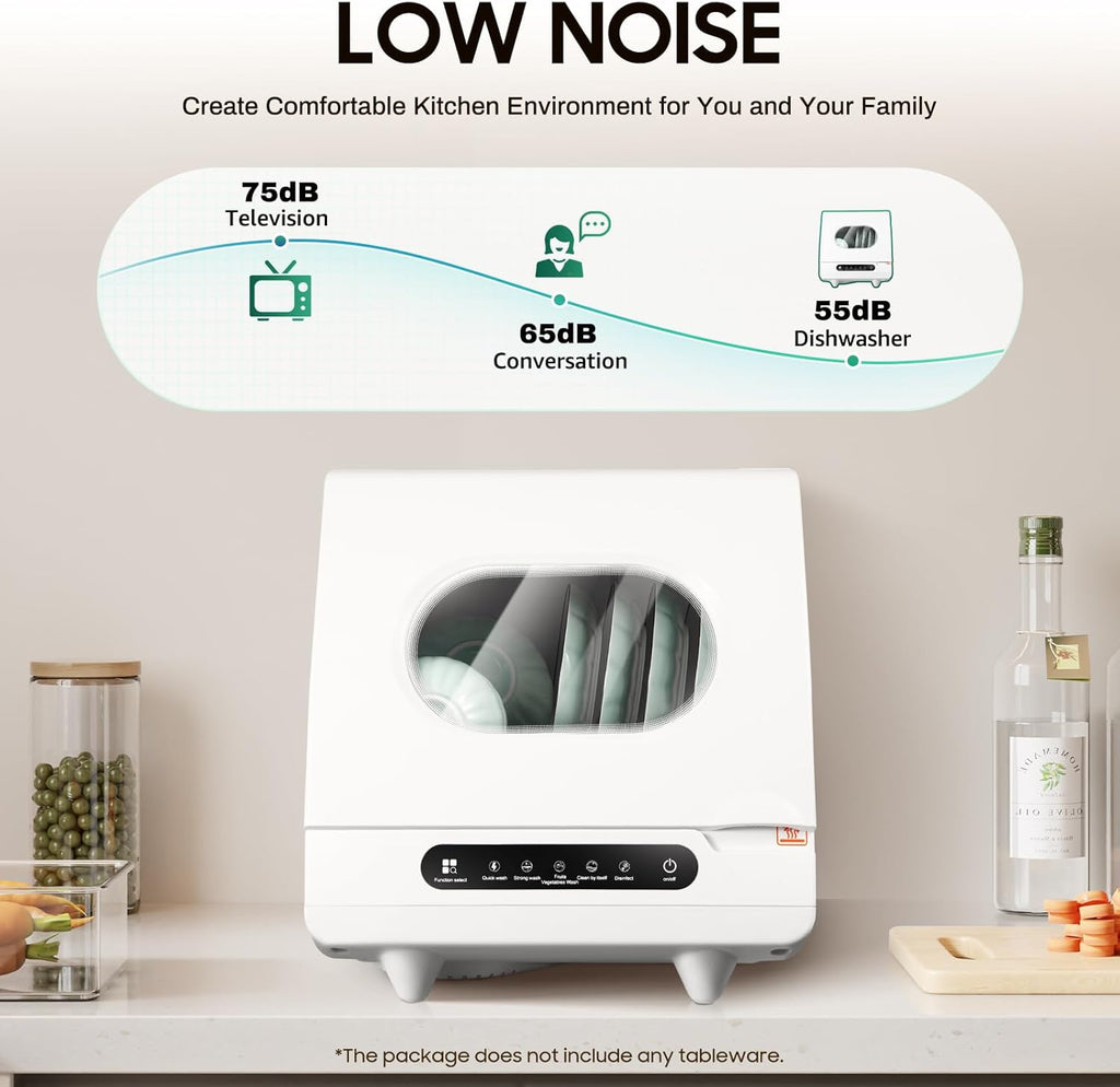 Portable Countertop Dishwasher, Mini Dishwasher Table Top Dishwasher w/5L Built-in Water Tank, 5 Washing Programs