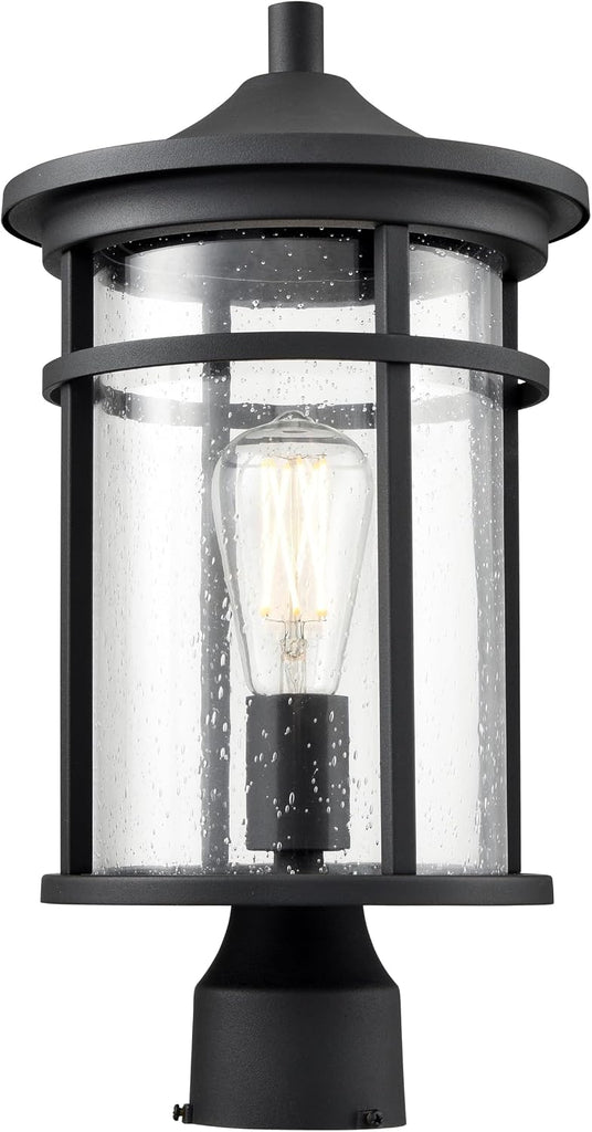 Namath 1-Light Outdoor Post Lantern in Textured Black Finish