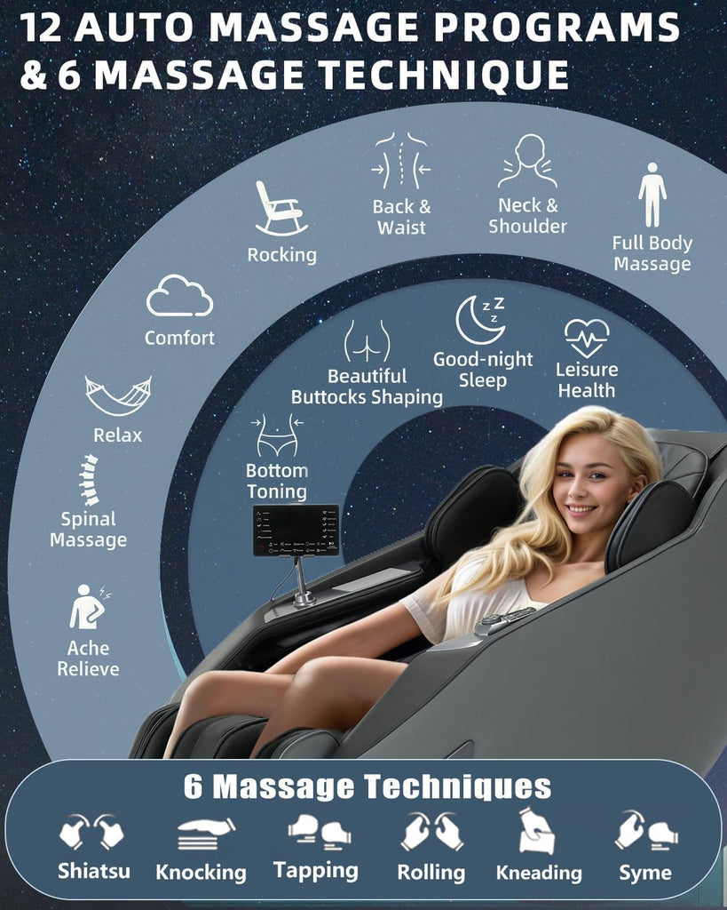 Massage Chair 3D Full Body Zero Gravity Recliner 55" SL Track | Back Heat,28 Airbags,12 Auto Modes,Body Scan,AI Voice