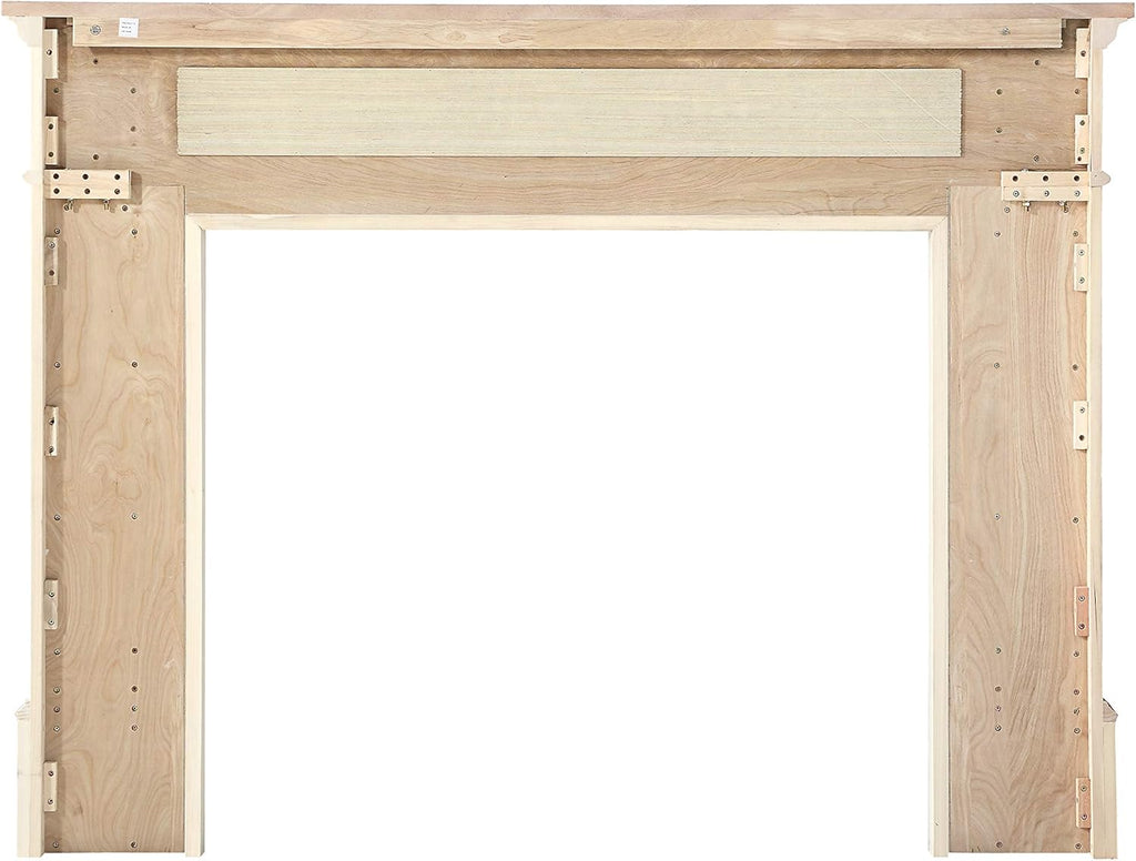 Rich Architectural Quality Wood Mantel Surround, 56"W 42"H, Unfinished