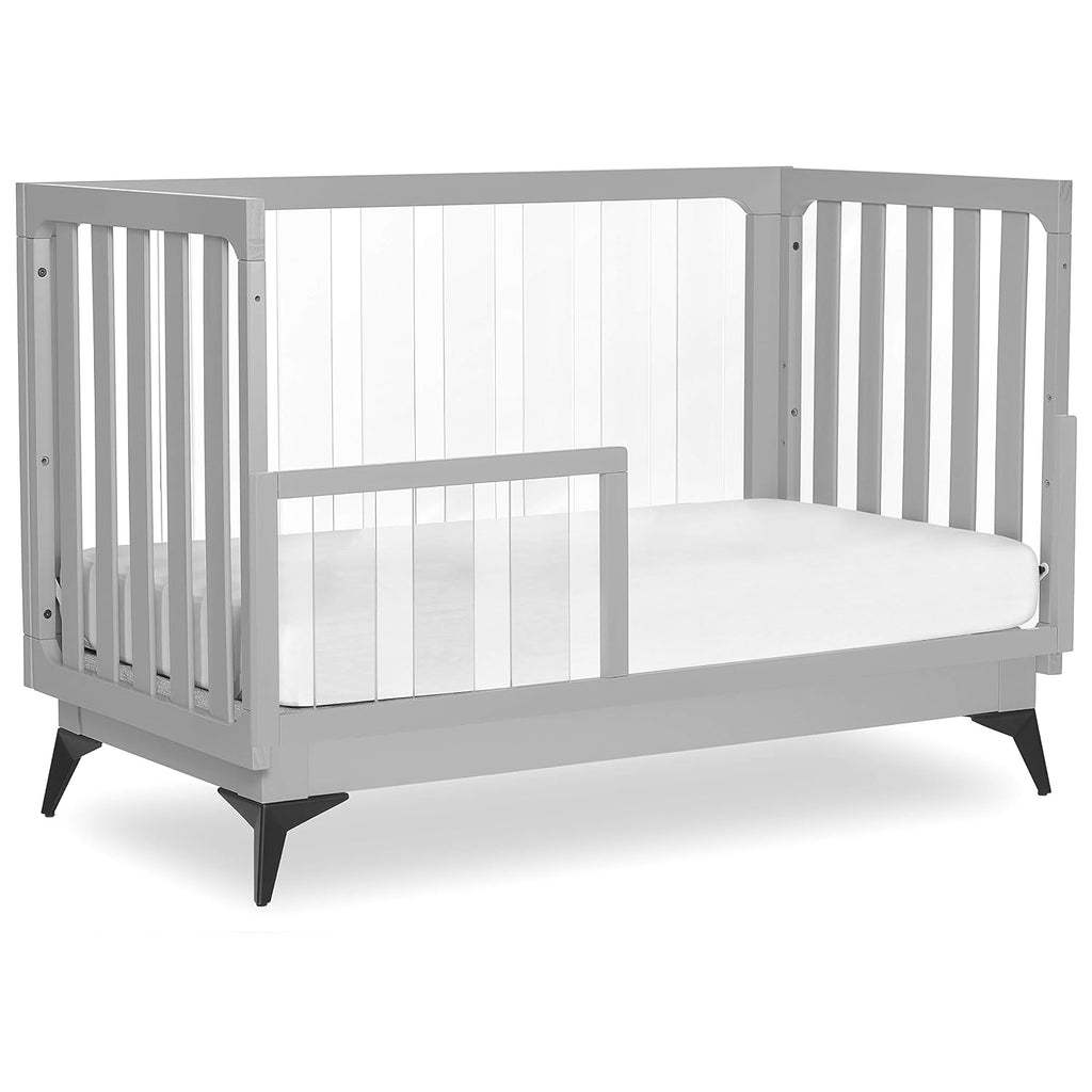 Acrylic 4 in 1 Convertible Crib Toddler Rail I Easily Coverts to Toddler Bed & I Acrylic Slats, Pebble