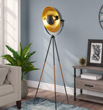 Sulis 58" Modern Tripod Floor Lamp with Gold Foil Satellite Shade