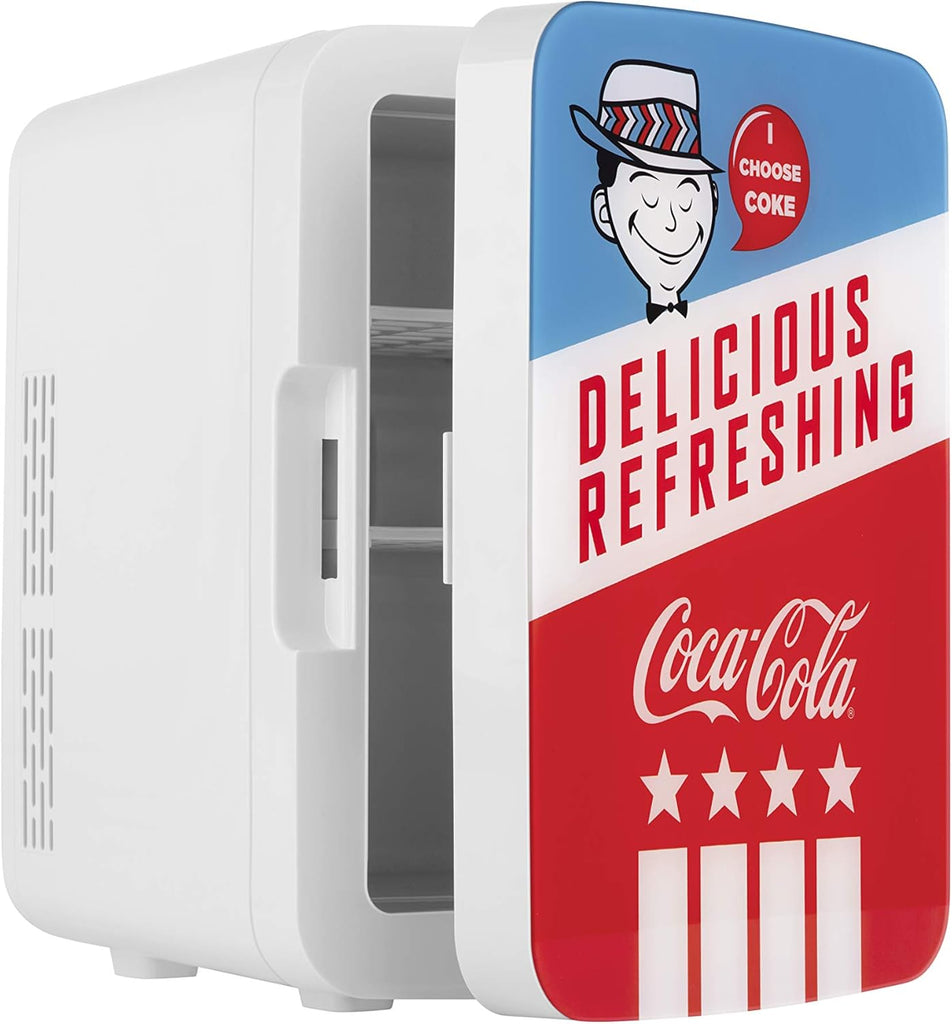Retro Mini Fridge for Bedroom - Car, Office Desk & College Dorm Room - 10L/12 Can Small Refrigerator - AC/DC 12V