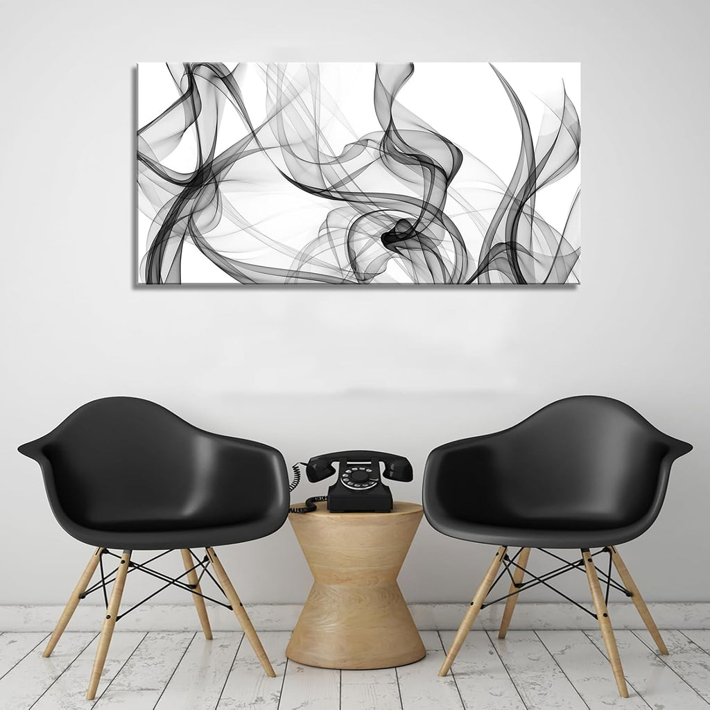 FC3850 Abstract Wall Art Light Streak Black and White Abstract Line Canvas Wall Art Bedroom Bathroom Office Wall Decor