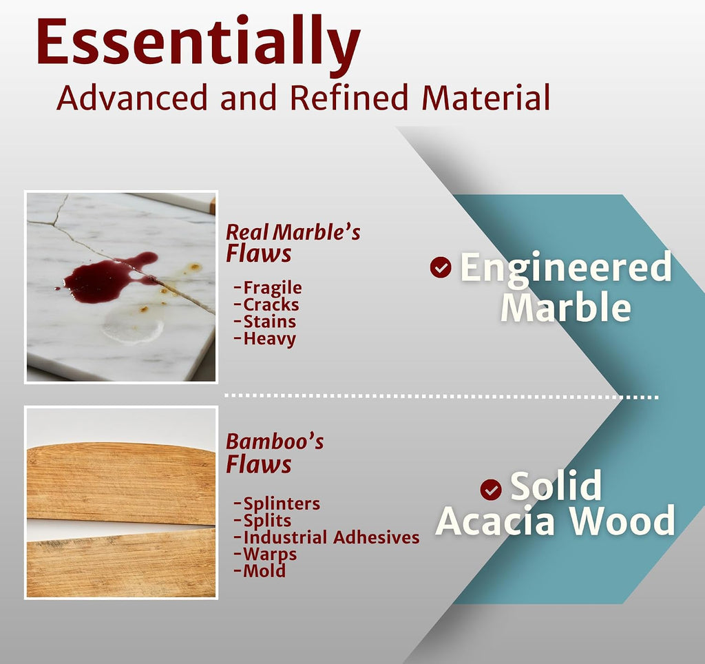 Charcuterie Board Gift Set - Marble & Acacia Wood Board | A Thoughtful Gift for Weddings, Housewarmings, Bridal