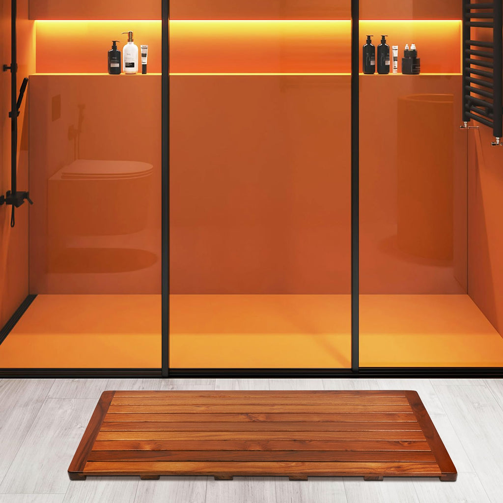 Teak Bath Mat, Shower Mats Wood, 40x18 in Extra Large