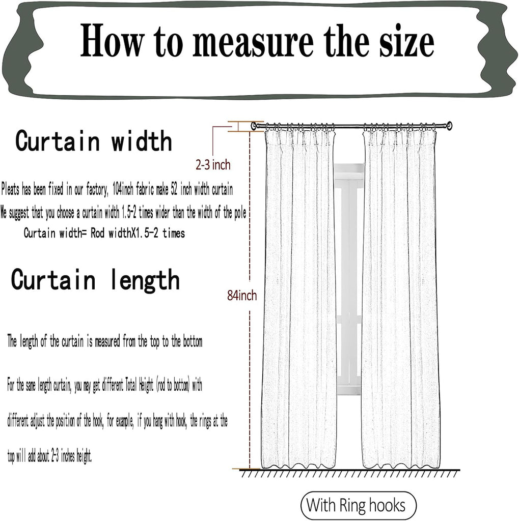 Off White Pinch Pleated Sheer Curtains 84inch Long 1 Panel