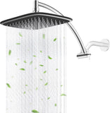 Rain Shower Head with 12" Shower Head Extension Arm, 10" High Pressure Boosting Rainfall/Fixed Showerhead
