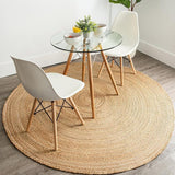 Round Jute Area Rug 6ft Natural Fiber Handwoven Boho Farmhouse Jute Area Rug Soft Braided Reversible