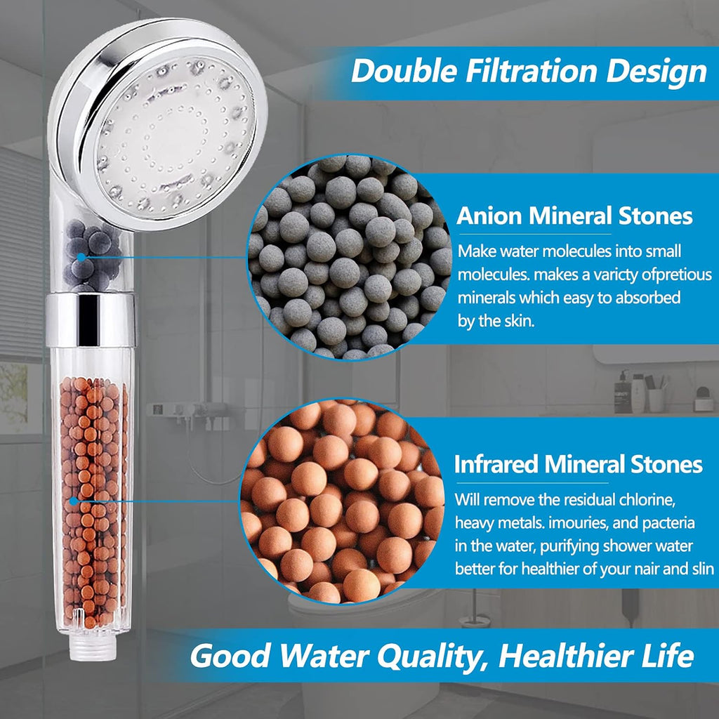 LED Shower Head with Handheld, High Pressure Shower Head with Hose, Holder & PTFE Tape etc