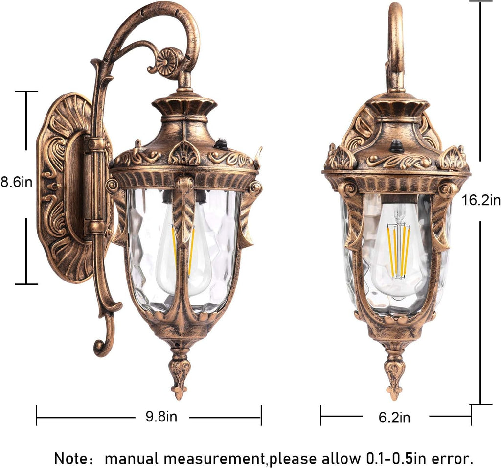 Dusk to Dawn Outdoor Wall Lights Exterior Light Fixture, Gold Porch Light Wall Mount with Light Sensor, Outside Wall Sconce Lighting Wall Lamp for Entrance Doorway Garage House (Gold)