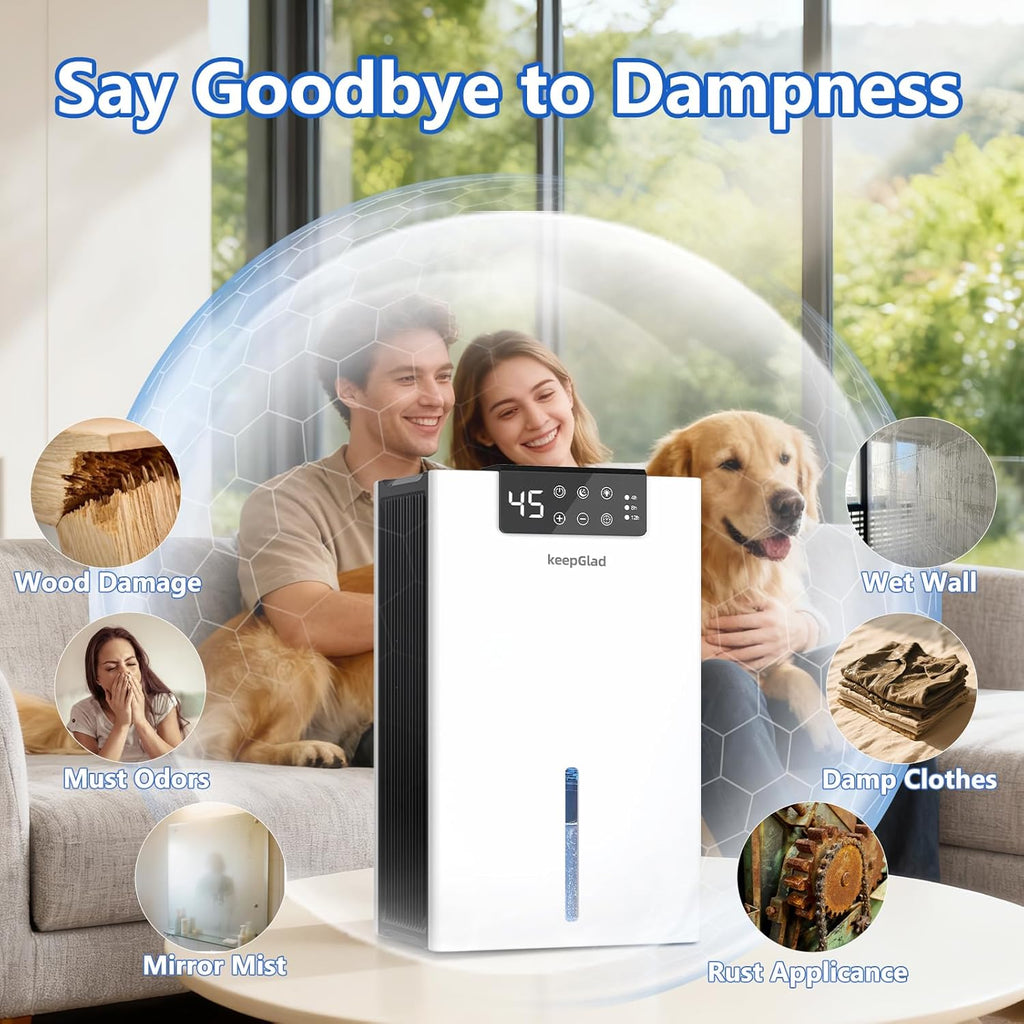 Dehumidifier, 98OZ Dehumidifiers for Home(1000sq.ft), Humidity Display Dehumidifier for Basement Bathroom Bedroom