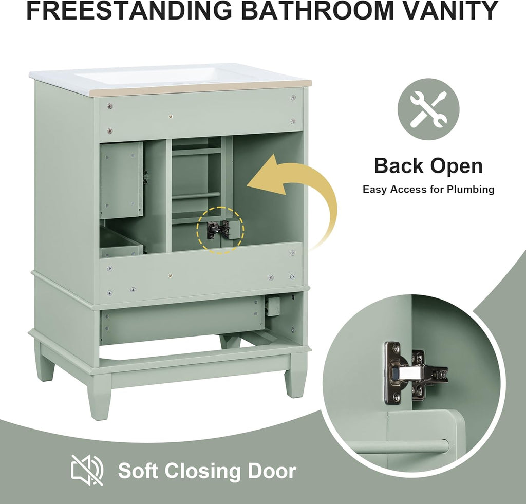 Harper & Bright Designs 24" Bathroom Vanity with Sink