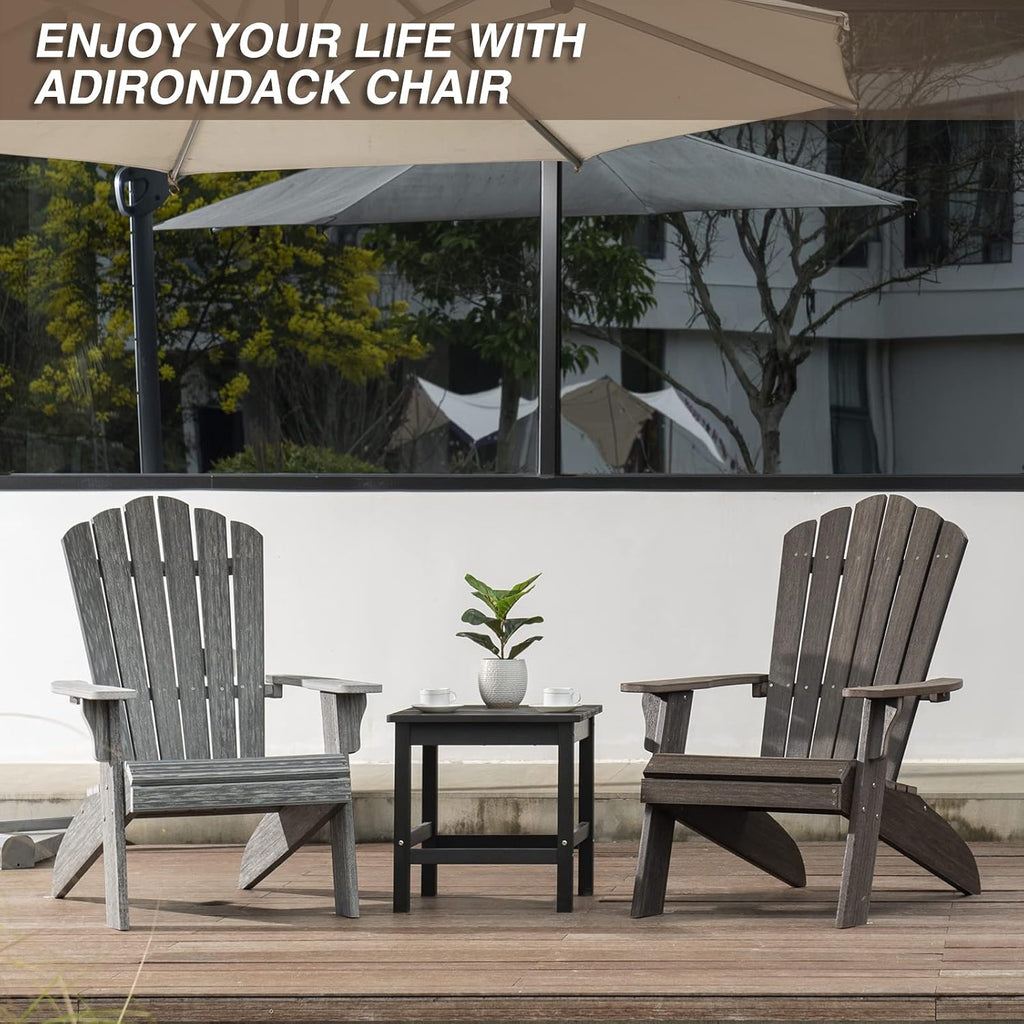 Oversized Adirondack Chair, Grey | Poly Lumber Weather-Resistant Patio Chair with Wide Armrests & High Backrest, Fire