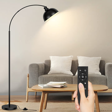 Arc Floor Lamps, Modern Tall Standing Lamp Remote Control, Stepless Dimmable Black Floor Lamp with Hanging Dome