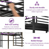 Full Loft Bed with Desk & Storage Stairs, Metal Full Loft Bed Frame with Iron Nets, LED Lights & USB Ports