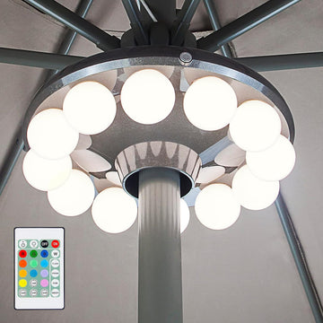 Patio Umbrella Light, 3xD Battery Operated Umbrella Pole Light with Remote 80Ft Through Wall, 12 Bulb 60 LEDs, 4 Modes