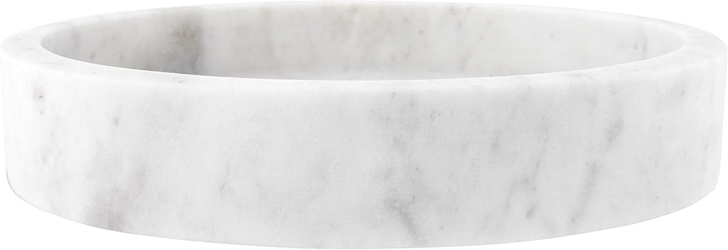 Co-Op Minimalist Round Carved Marble Tray or Charcuterie Board, White