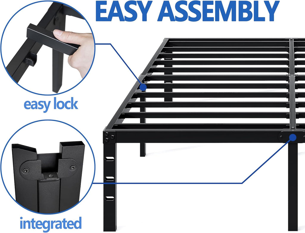 Metal Bed Frame,Full Bed Frame with Storage Space,Heavy Duty Sturdy Mattress Foundation,Easy Assembly,No Box Spring