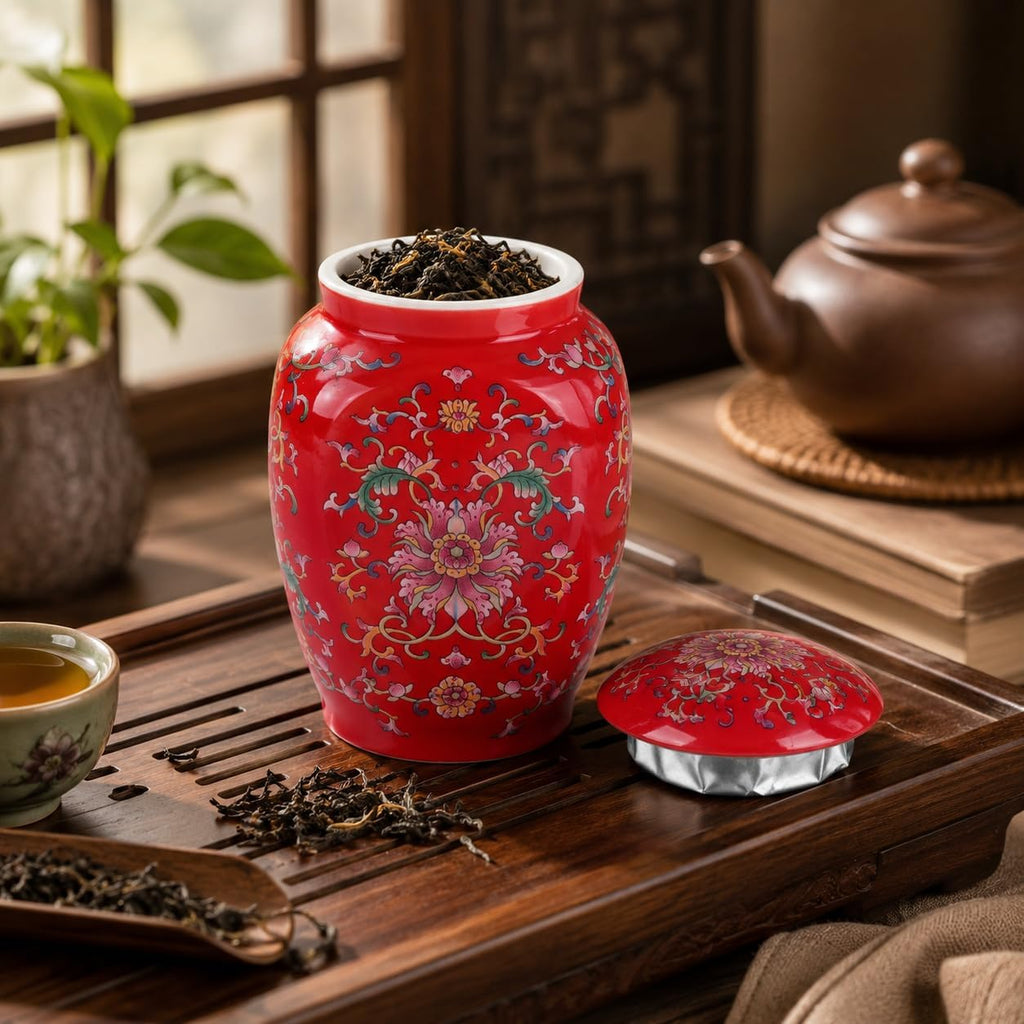 Mini Chinoiserie Ginger Jar, Ceramic Decorative Jar, Small Storage Jar Flower Vase, Chinese Style Floral Vine