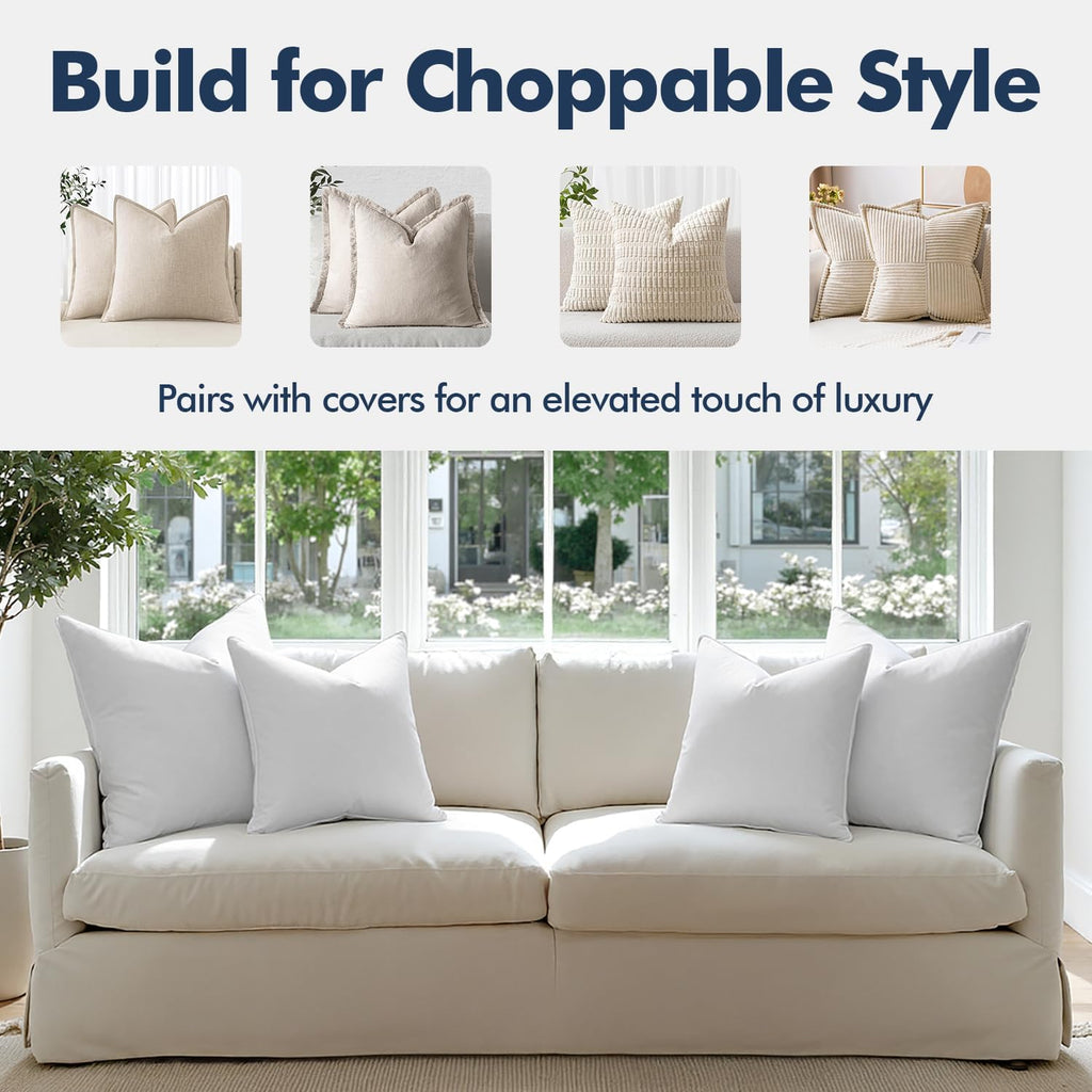 22x22 Feather Down Pillow Inserts Fluffy for Chop Look - Set of 2