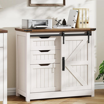 Lateral Filing Cabinets with Adjustable Shelf, Off White | Farmhouse File Cabinet with Lock , Filing Storage Cabinets