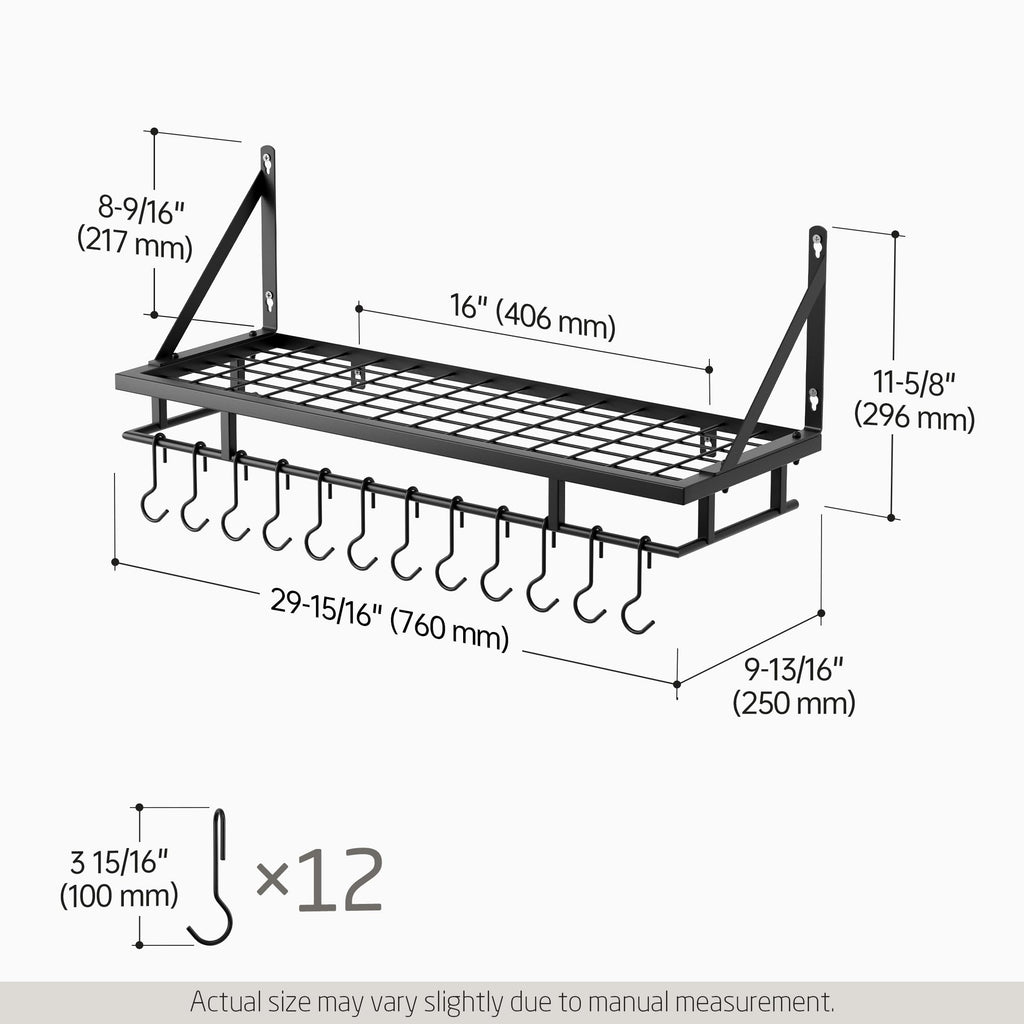 Kitchen Pan Pot Rack Wall Mounted, Hanging Storage Organizer