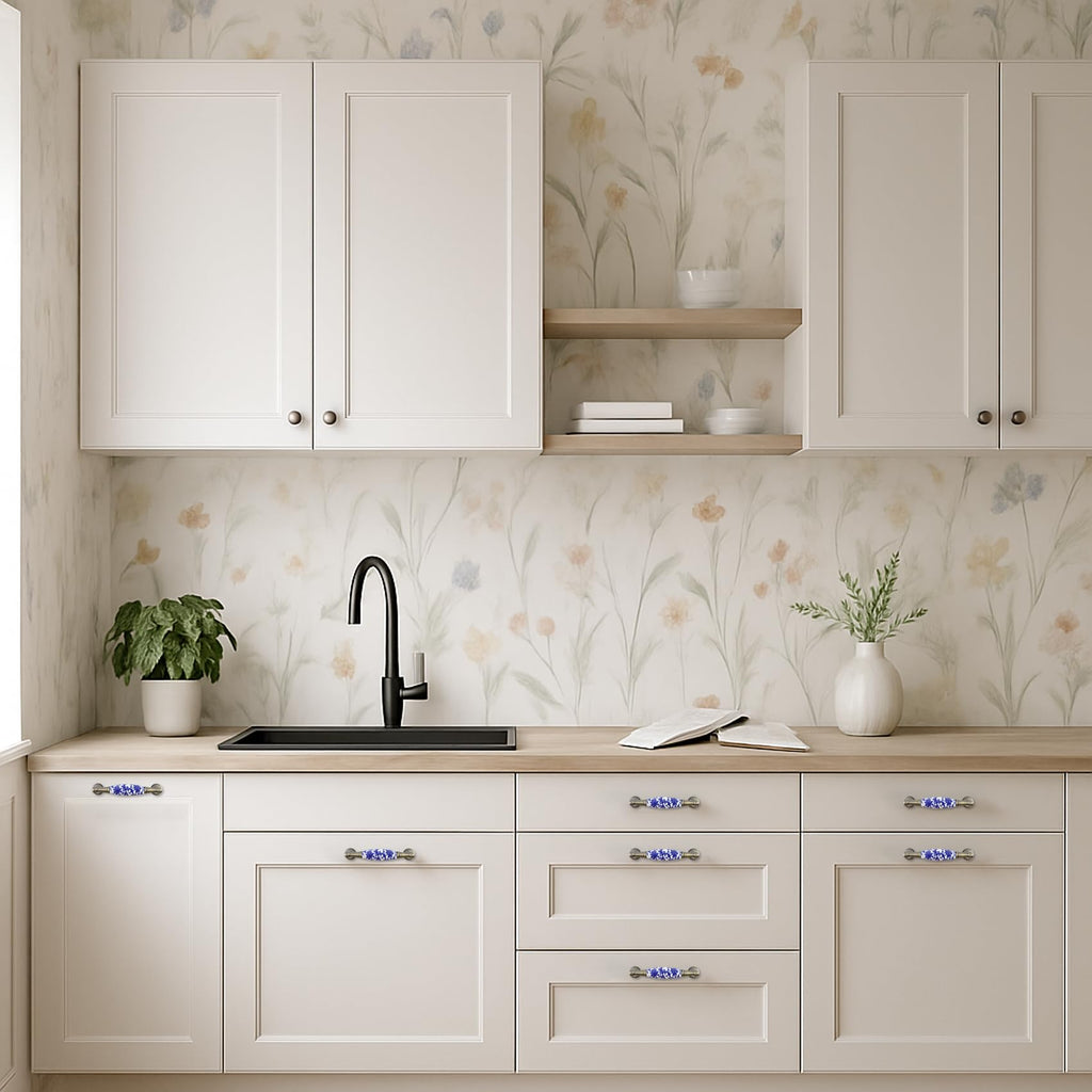 4PCS Ceramic Cabinet Pulls, 3.78" Hole Centers
