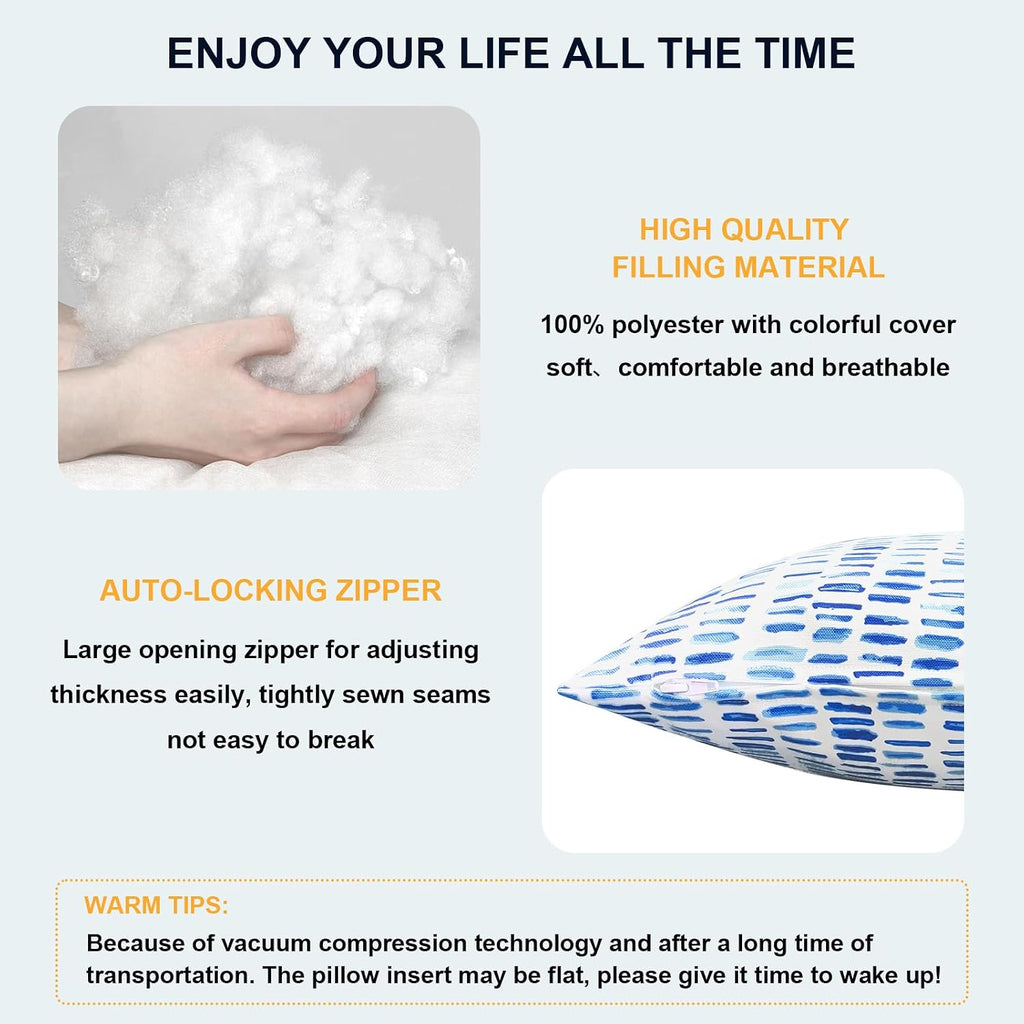 Pack of 2 Waterproof Outdoor Pillow with Inserts, 18x18 Square Patio Decorative Throw Pillow,Bench and Patio