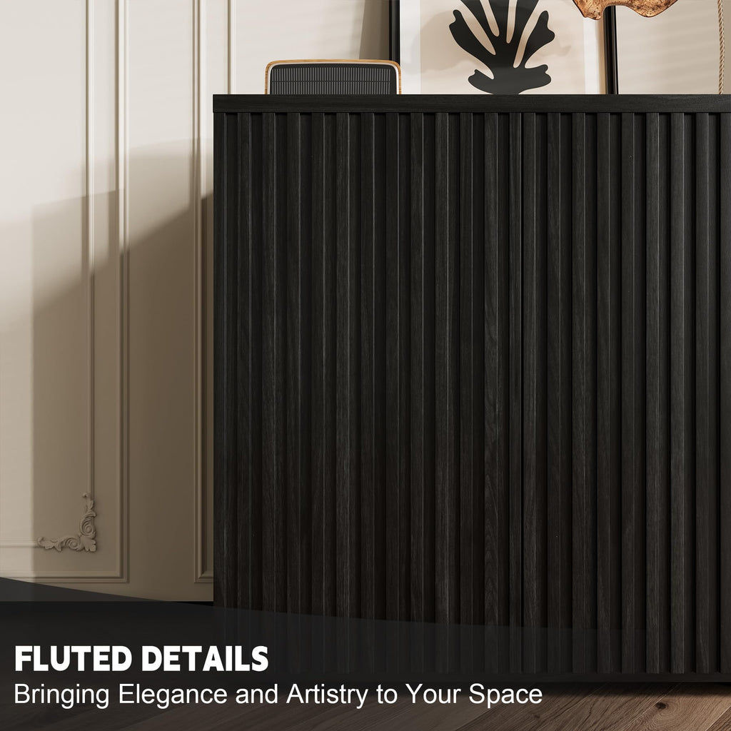63" Fluted Sideboard Cabinet with Storage, Buffet Credenza