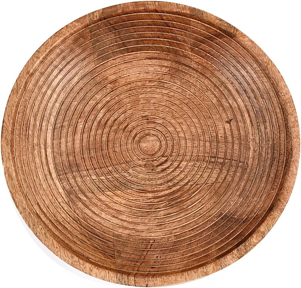 BOWL Mango Wood Round Shaped Serving Bowl For Fruit,Dessert Platter Tray Dish Kitchen Dining Fruit,Dessert,Snack (12"
