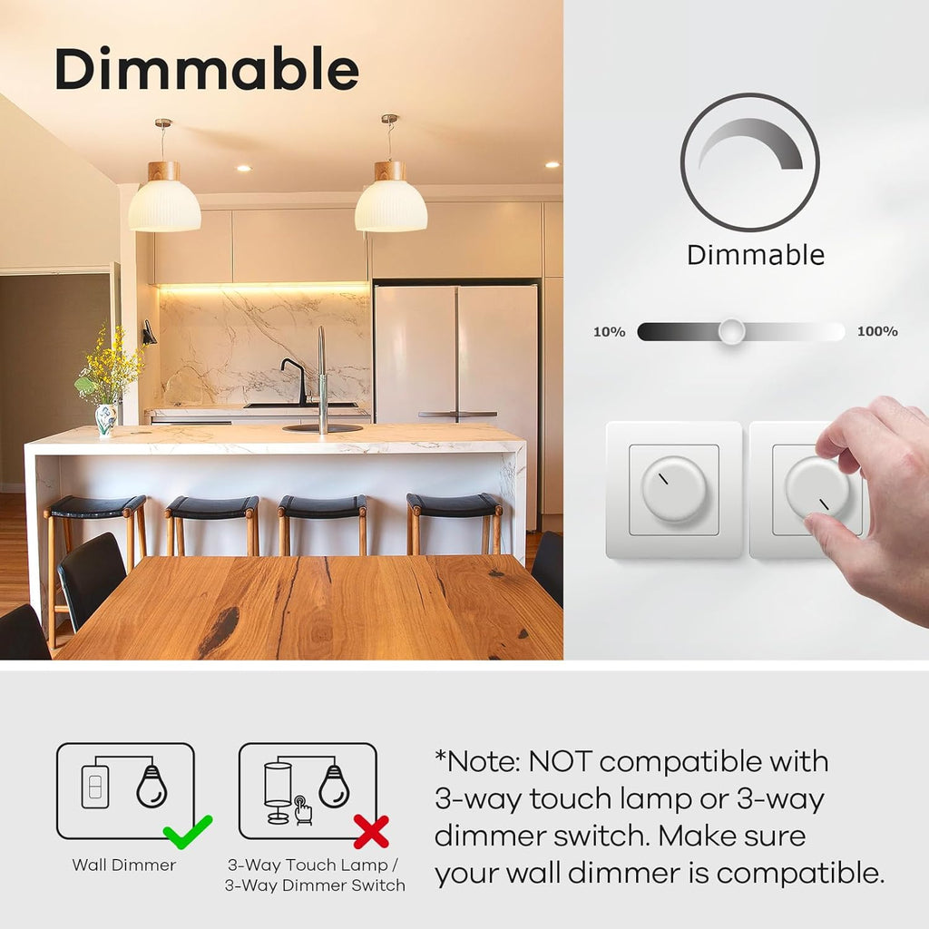 A19 LED Light Bulbs Dimmable, 100W Equivalent Light Bulbs, 16W, 2700K Soft White, 1600 Lumens LED Bulbs, E26 Standard